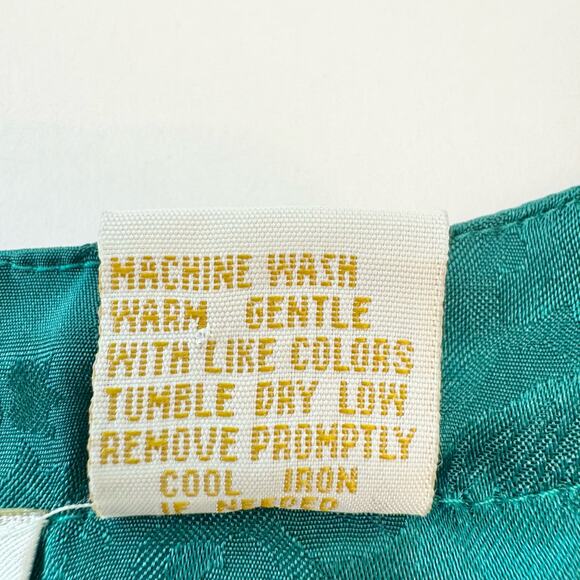 Victoria's Secret Vintage Gold Label Pajama SET Green Satin Jacquard Floral | M - Picture 12 of 14